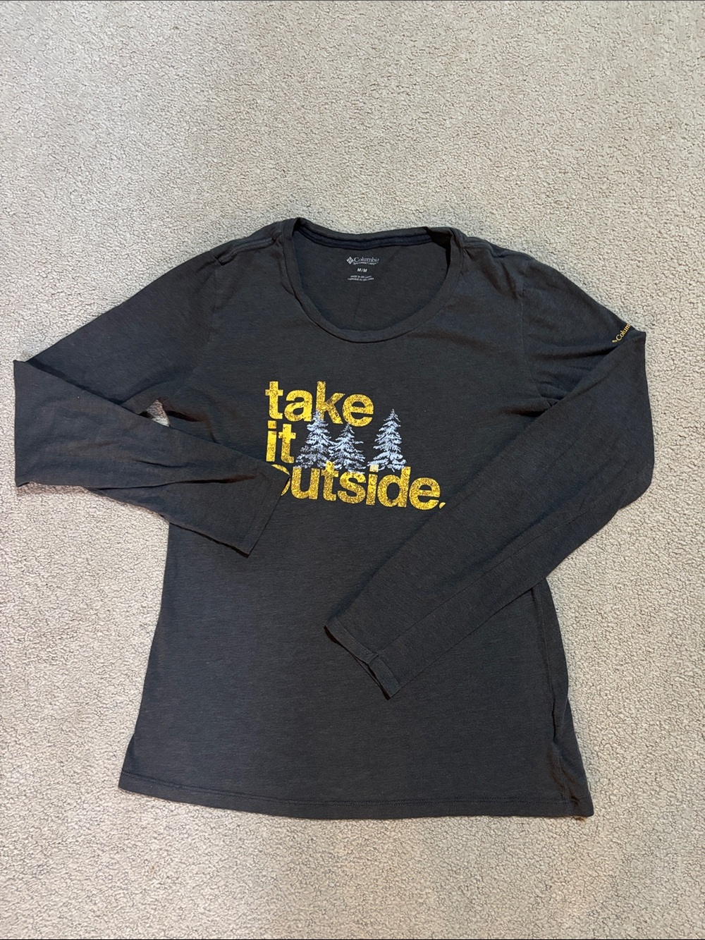 Columbia Women's Charcoal Long Sleeve Tee with Yellow Graphic